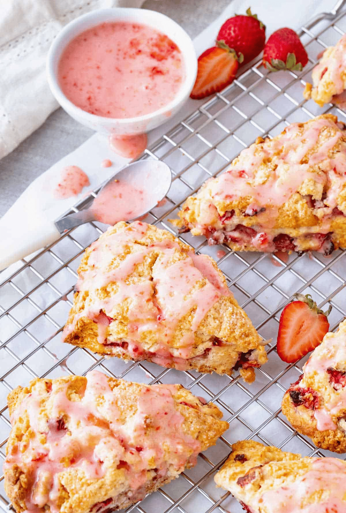 Fresh Strawberry Scones (with Strawberry Glaze) Recipe