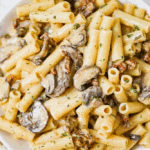 Easy Vegan Cheesy Sun-Dried Tomato Mushroom Pasta Recipe