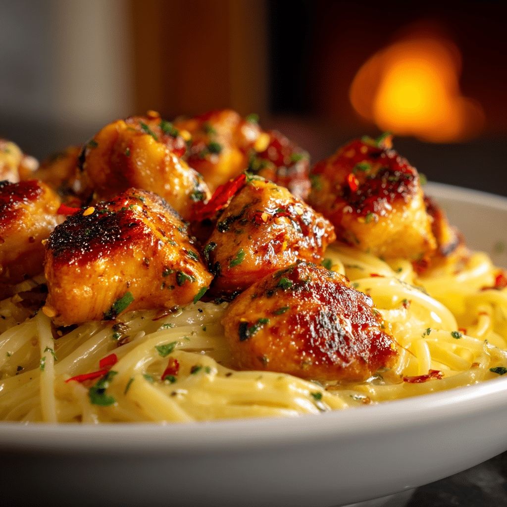 Delicious Garlic Butter Chicken Bites Pasta Recipe