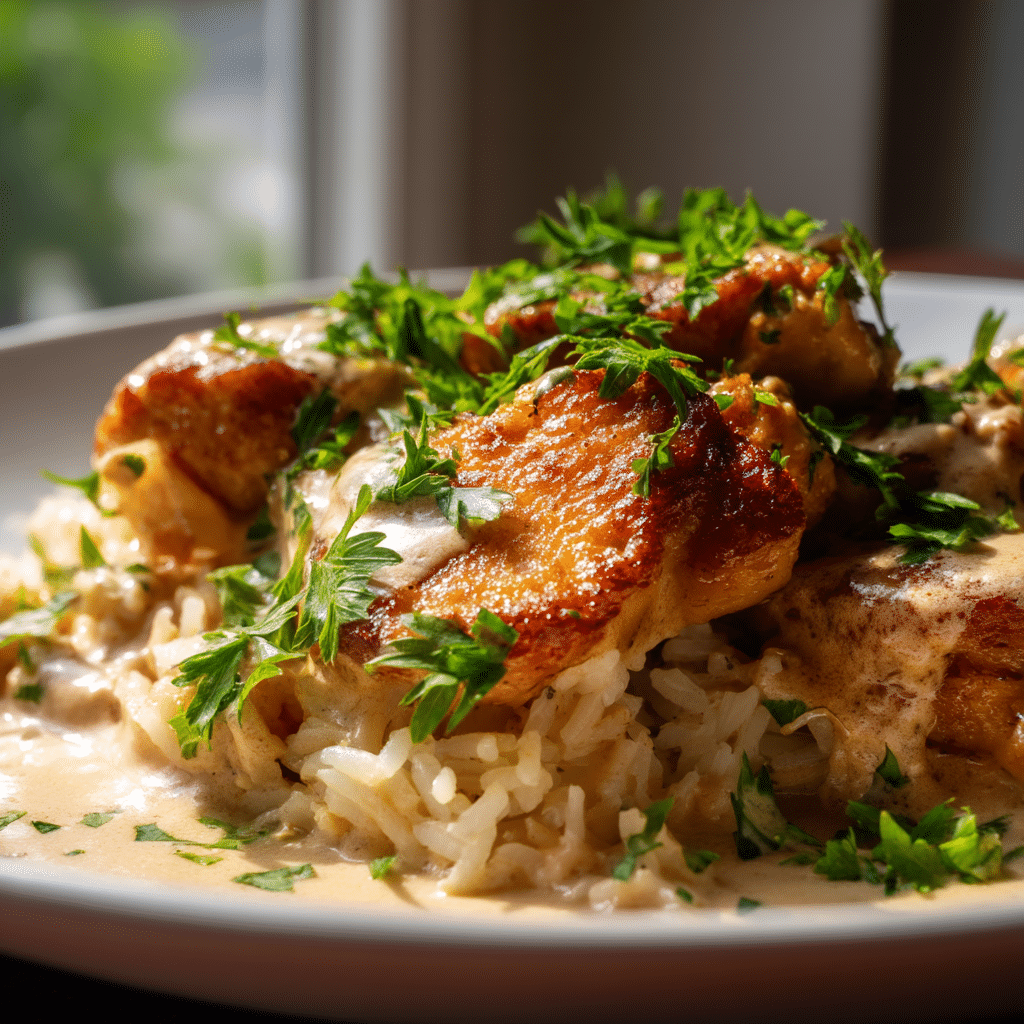 Creamy Smothered Chicken and Rice Recipe