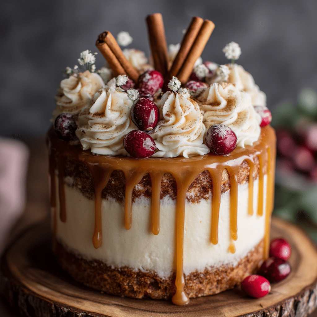 Gingerbread Cake with Cinnamon Cream Cheese Frosting and Caramel Drizzle Recipe