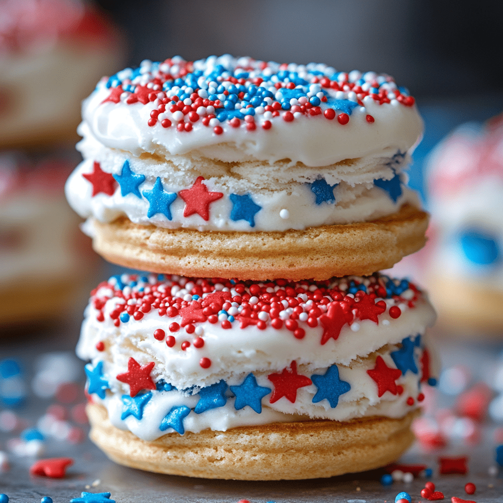 Easy Red, White and Blue Ice Cream Sandwiches Recipe