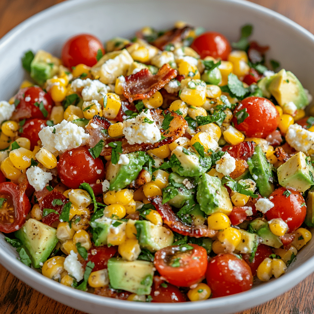 Avocado Corn Tomato Salad with Creamy Cilantro-Lime Dressing Recipe