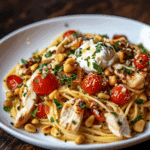 Chicken Spaghetti with Burrata and Lemon Butter Garlic Sauce Recipe
