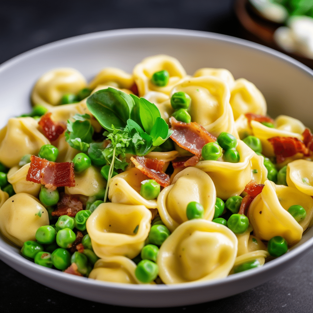 Creamy Tortellini with Peas, Asparagus, and Bacon Recipe
