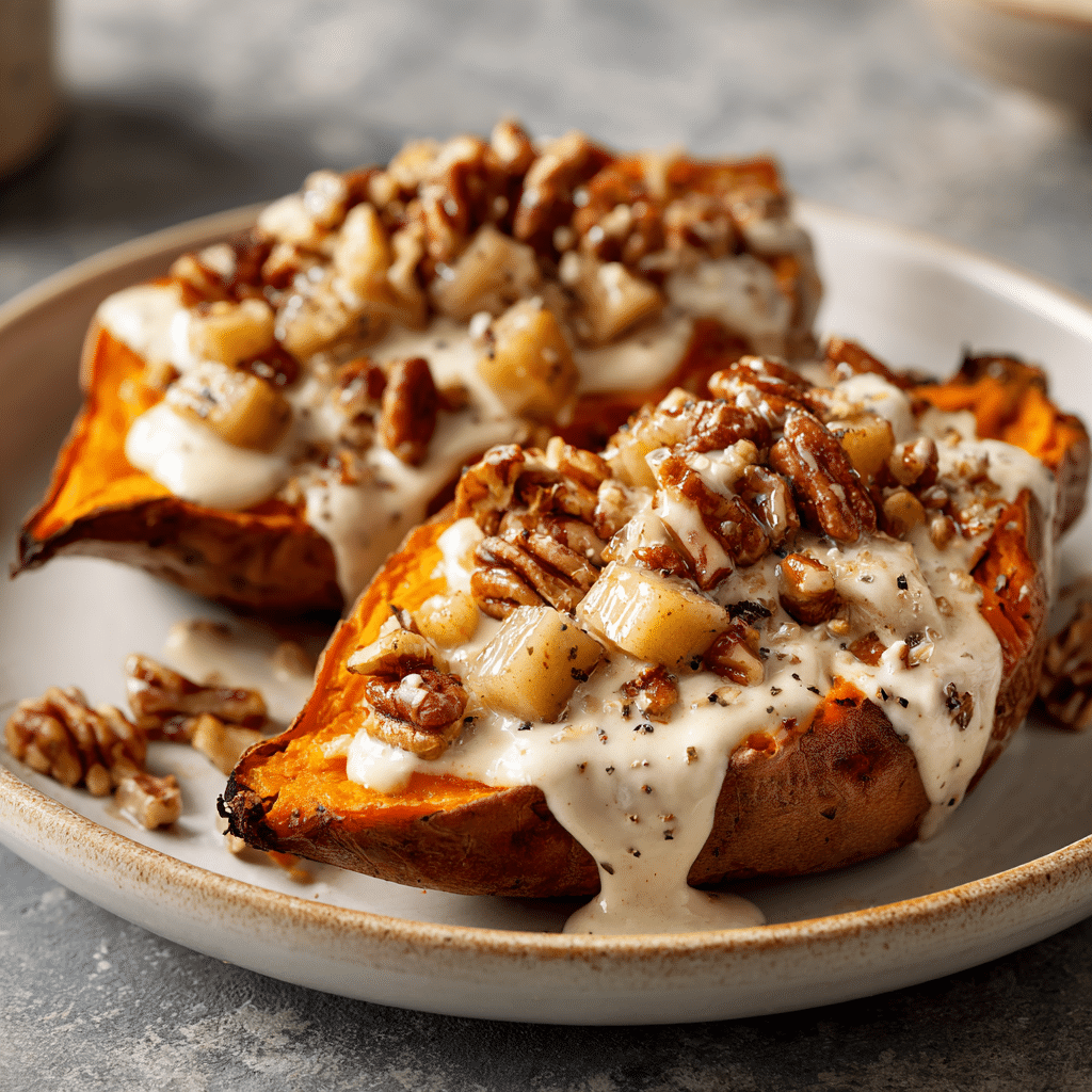 Apple Spiced Stuffed Sweet Potatoes