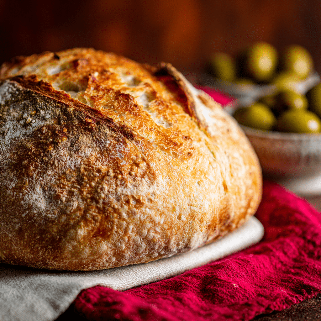 Mediterranean Garlic and Olive Artisan Bread