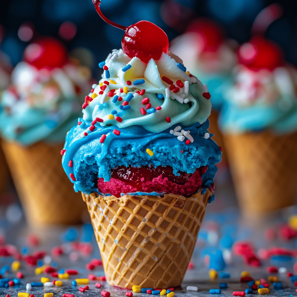 Patriotic Ice Cream Cone Cupcakes
