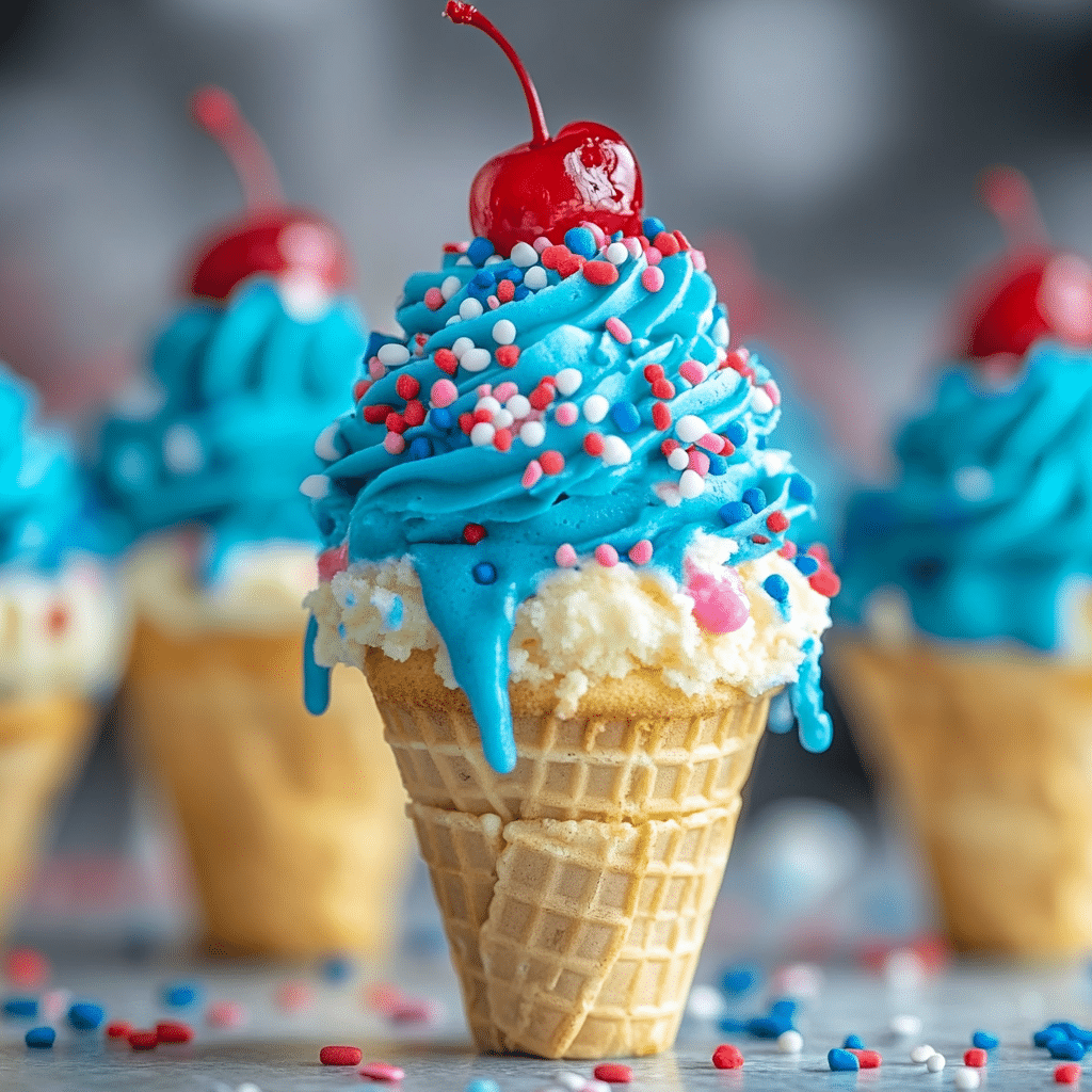 Patriotic Ice Cream Cone Cupcakes