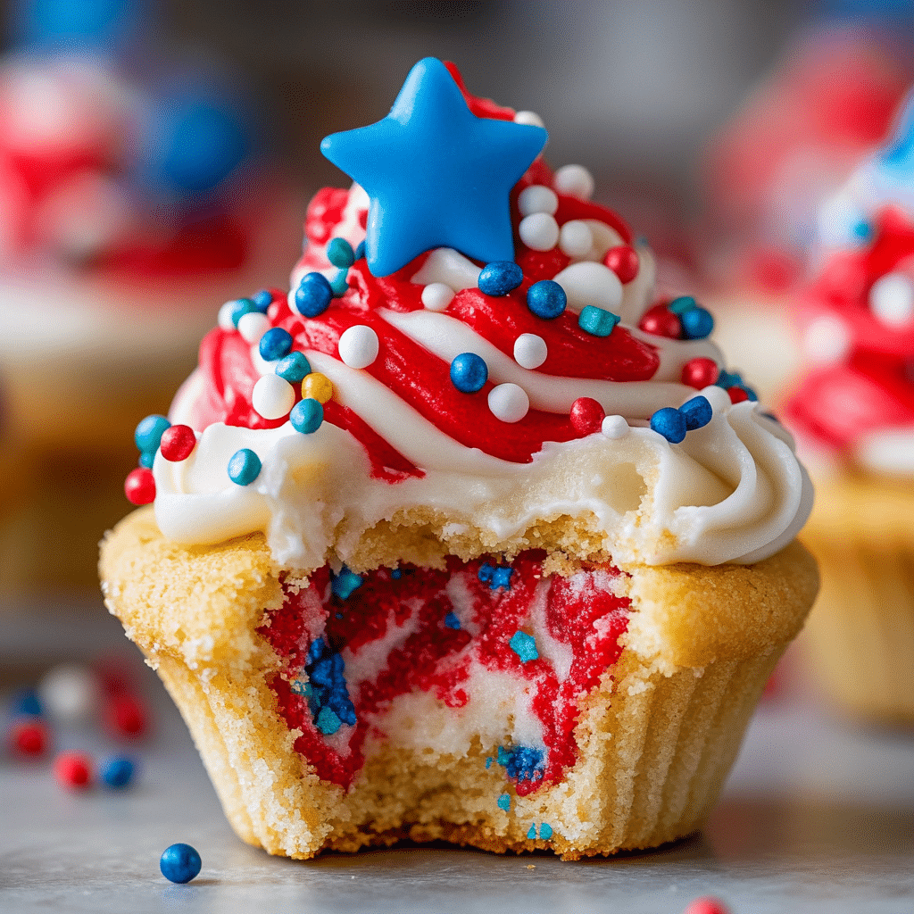 Patriotic Chocolate Chip Cookie Cups