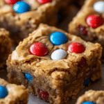 Red White and Blue M&M Cookie Bars