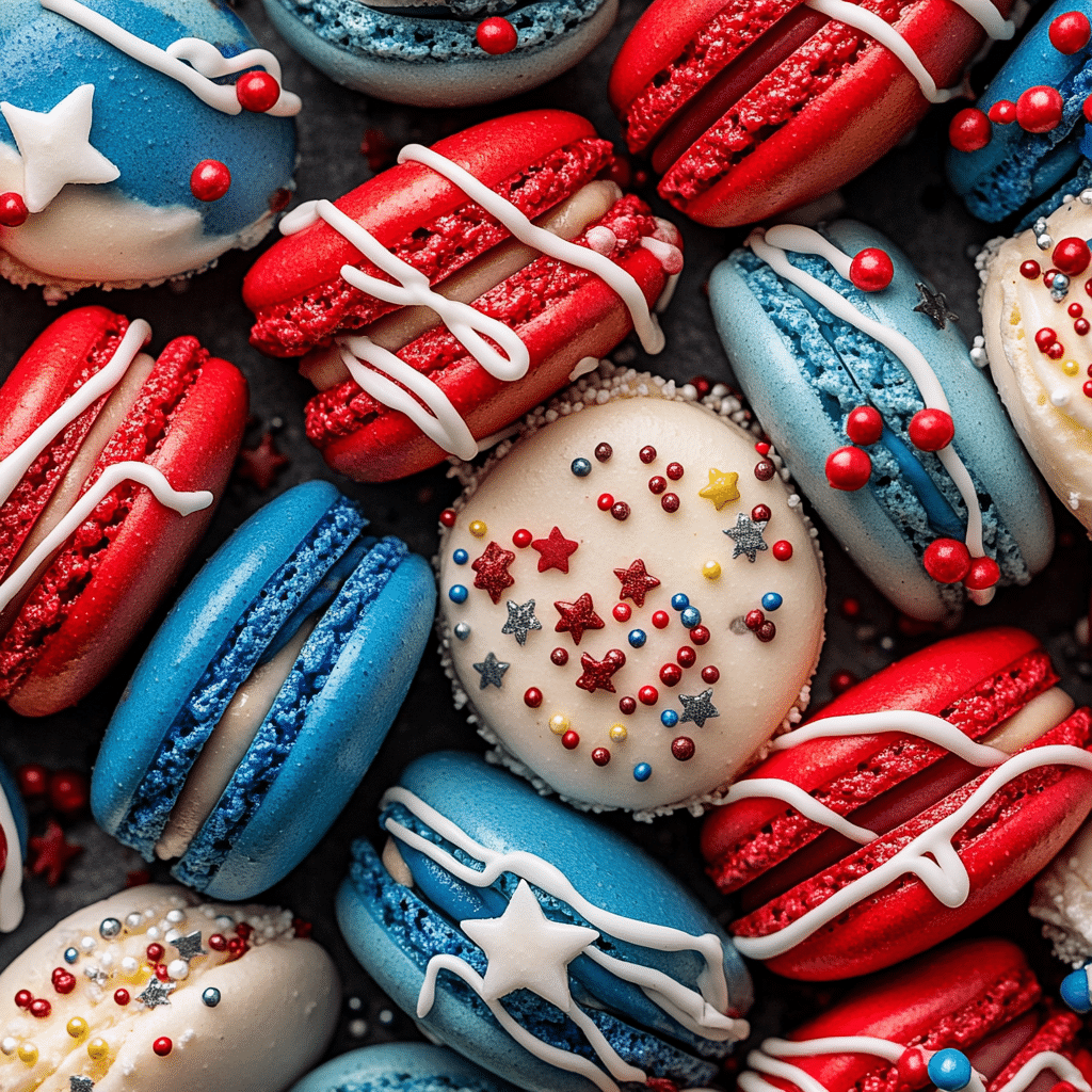 Red White and Blue Macarons
