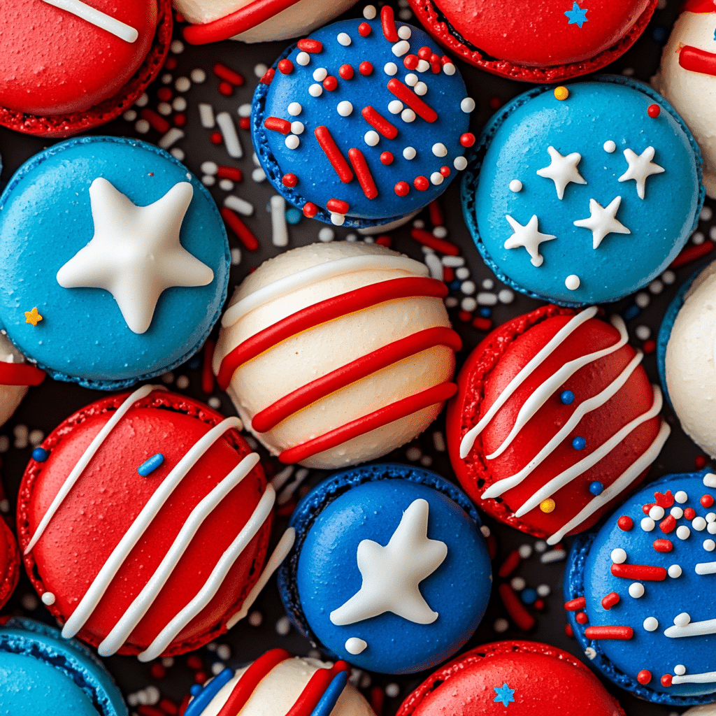 Red White and Blue Macarons