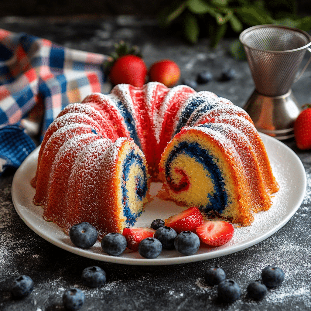 Red White & Blue Marble Cake