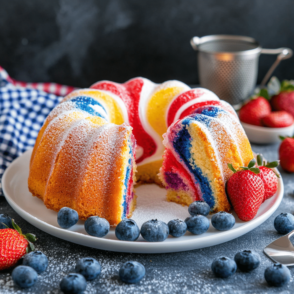 Red White & Blue Marble Cake