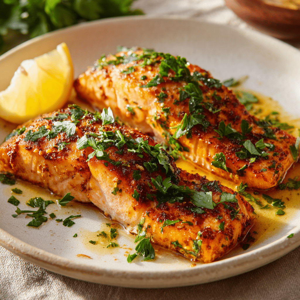 Marinated Salmon with Garlic and Herbs