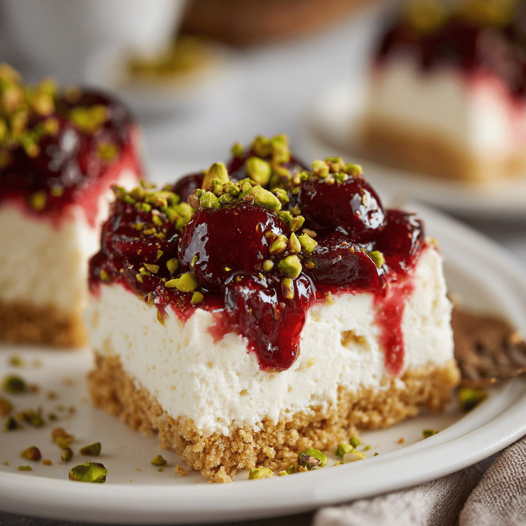 Lime Cherry Pistachio Cheesecake