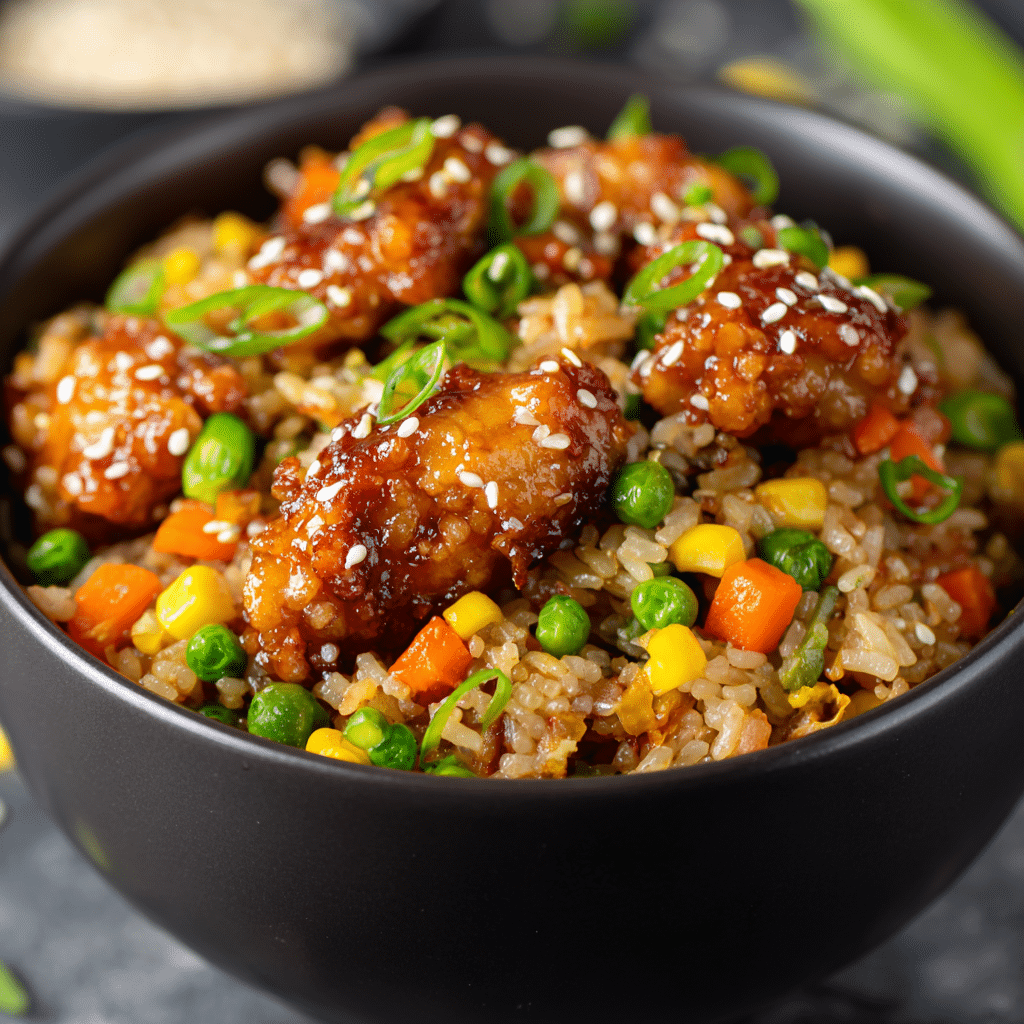 High Protein Crispy Garlic Chicken Fried Rice