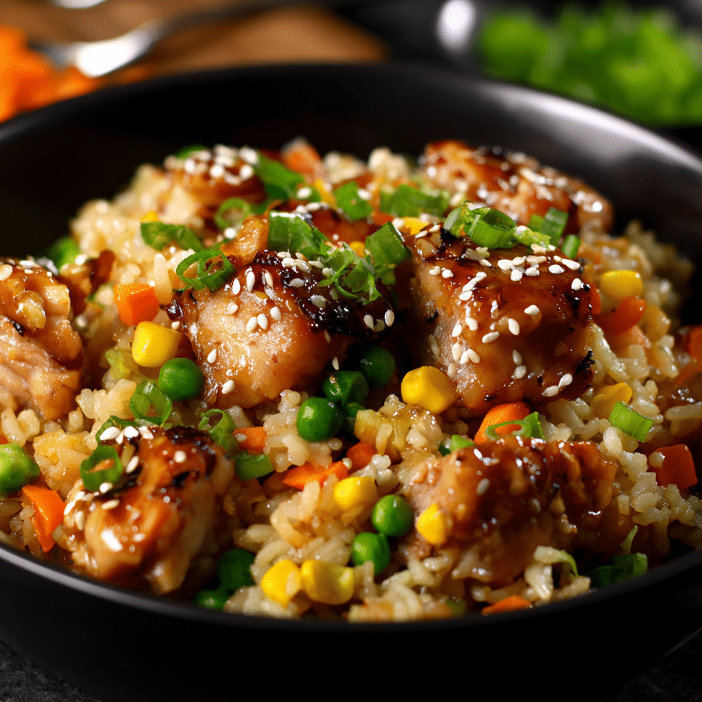 High Protein Crispy Garlic Chicken Fried Rice