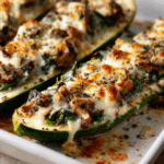 Spinach, Mushroom, and Ricotta Stuffed Zucchini