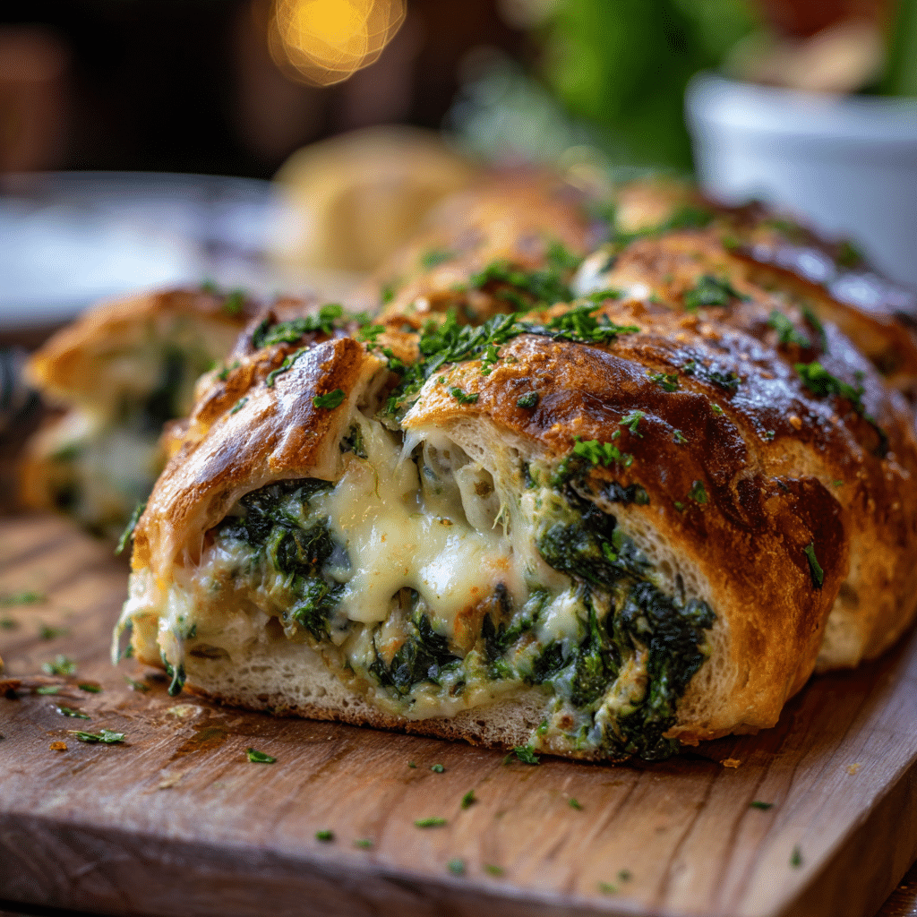 Cheesy Spinach Stuffed Bread