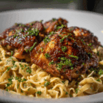 One-Pan Creamy Garlic Butter Chicken with Egg Noodles