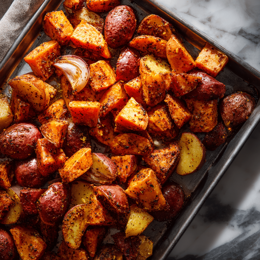 Roasted Apple Cinnamon Sweet Potatoes