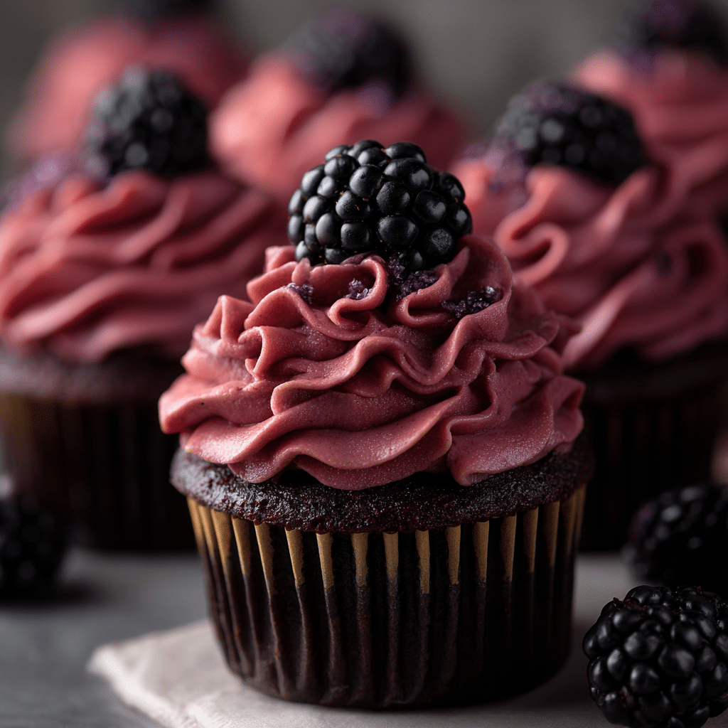 Chocolate Cupcakes with Blackberry Buttercream