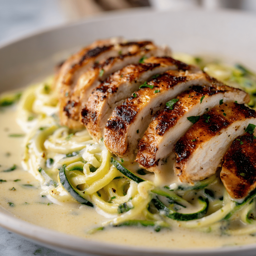 Easy Chicken and Creamy Alfredo Zoodles