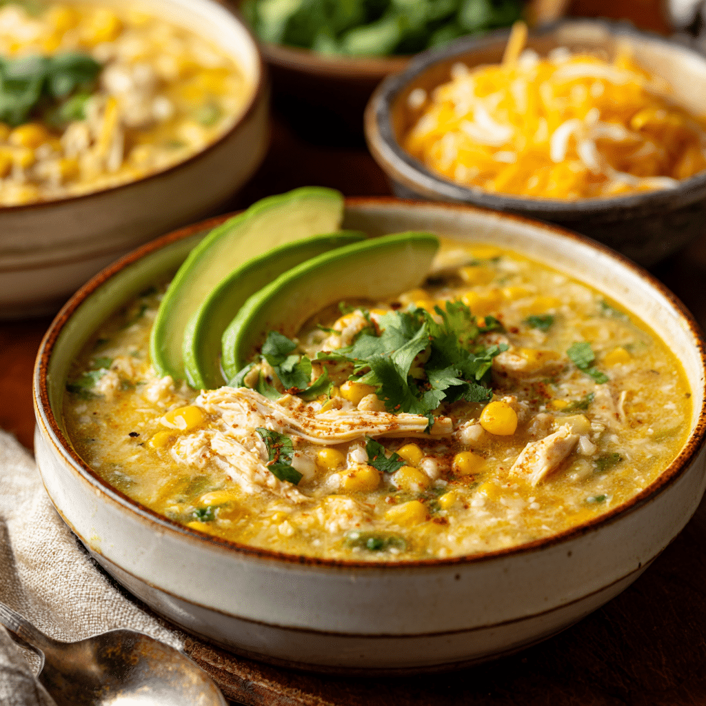 Slow Cooker Creamy Green Chile Chicken Enchilada Soup