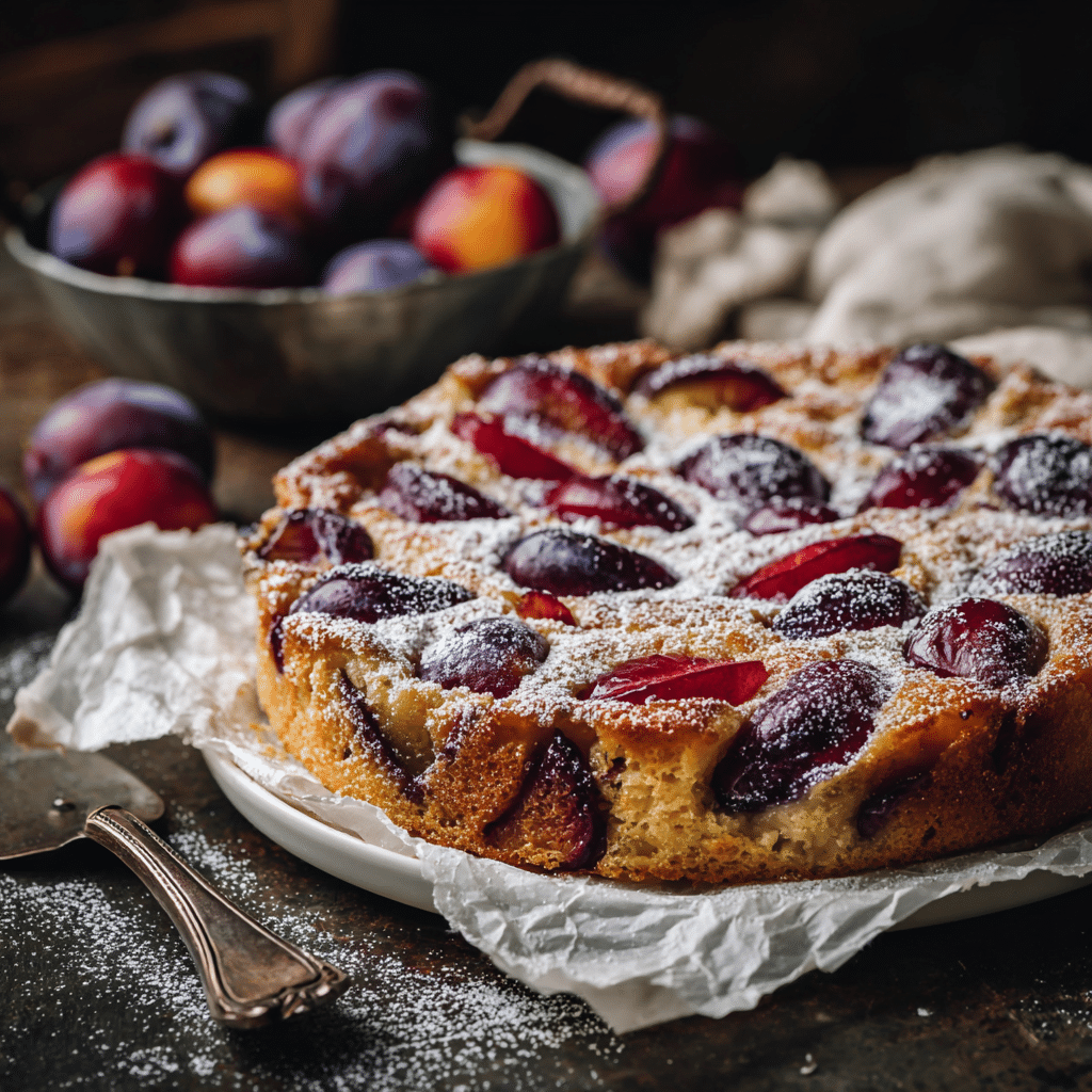 Spiced Plum Custard Cake