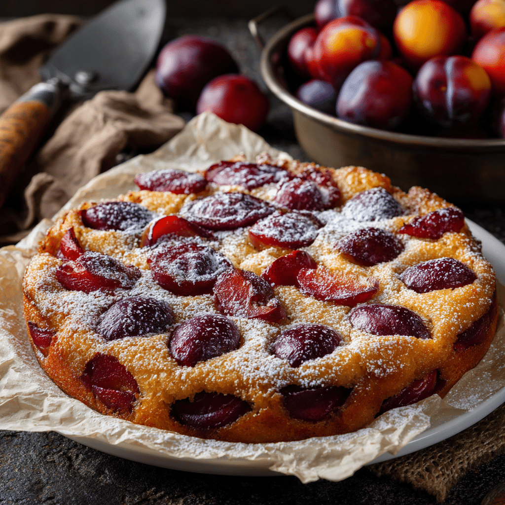 Spiced Plum Custard Cake