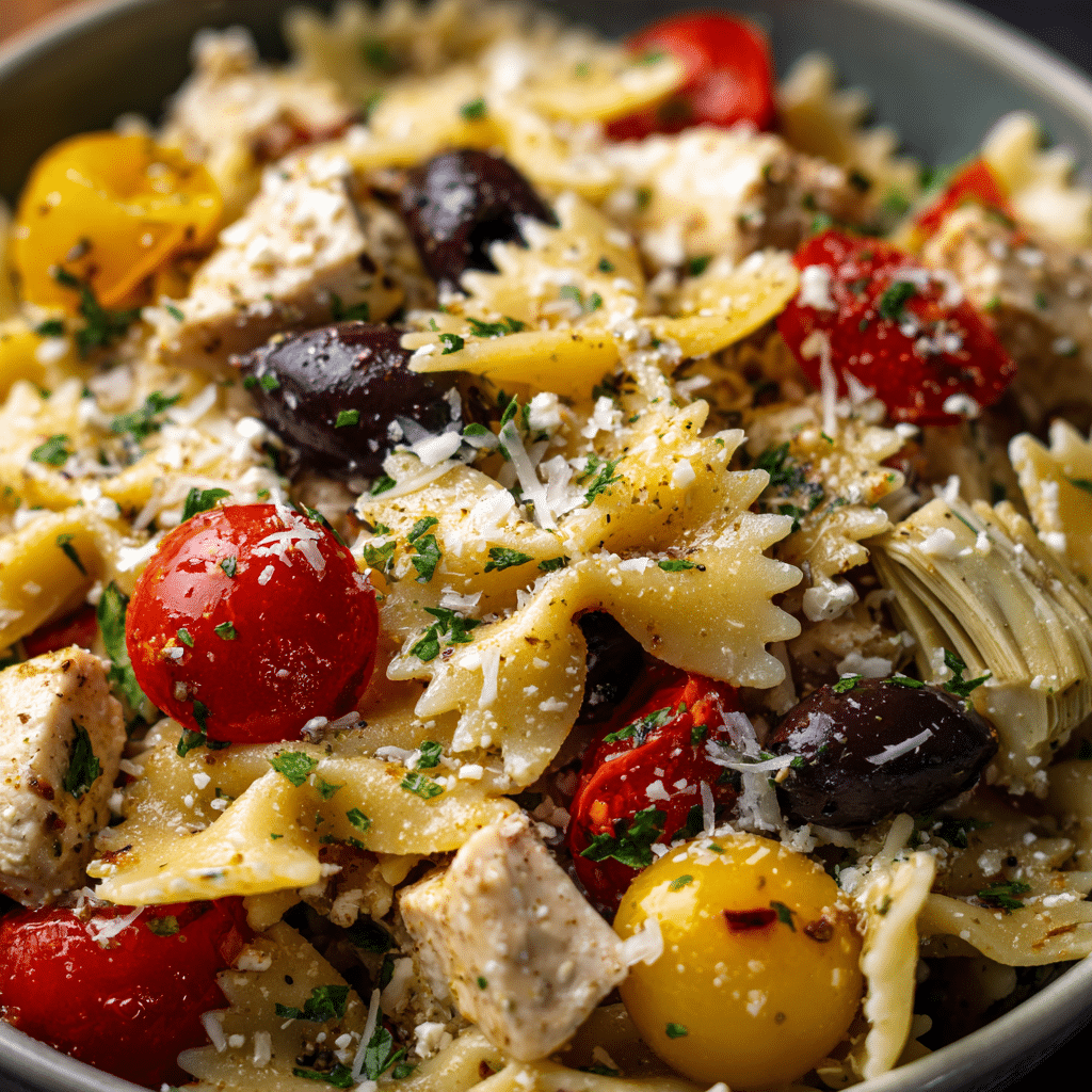 Greek Feta Chicken Pasta Salad