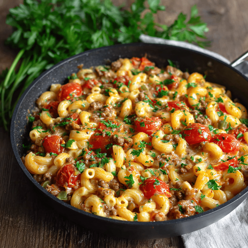 One-Pot Cheeseburger Pasta Skillet