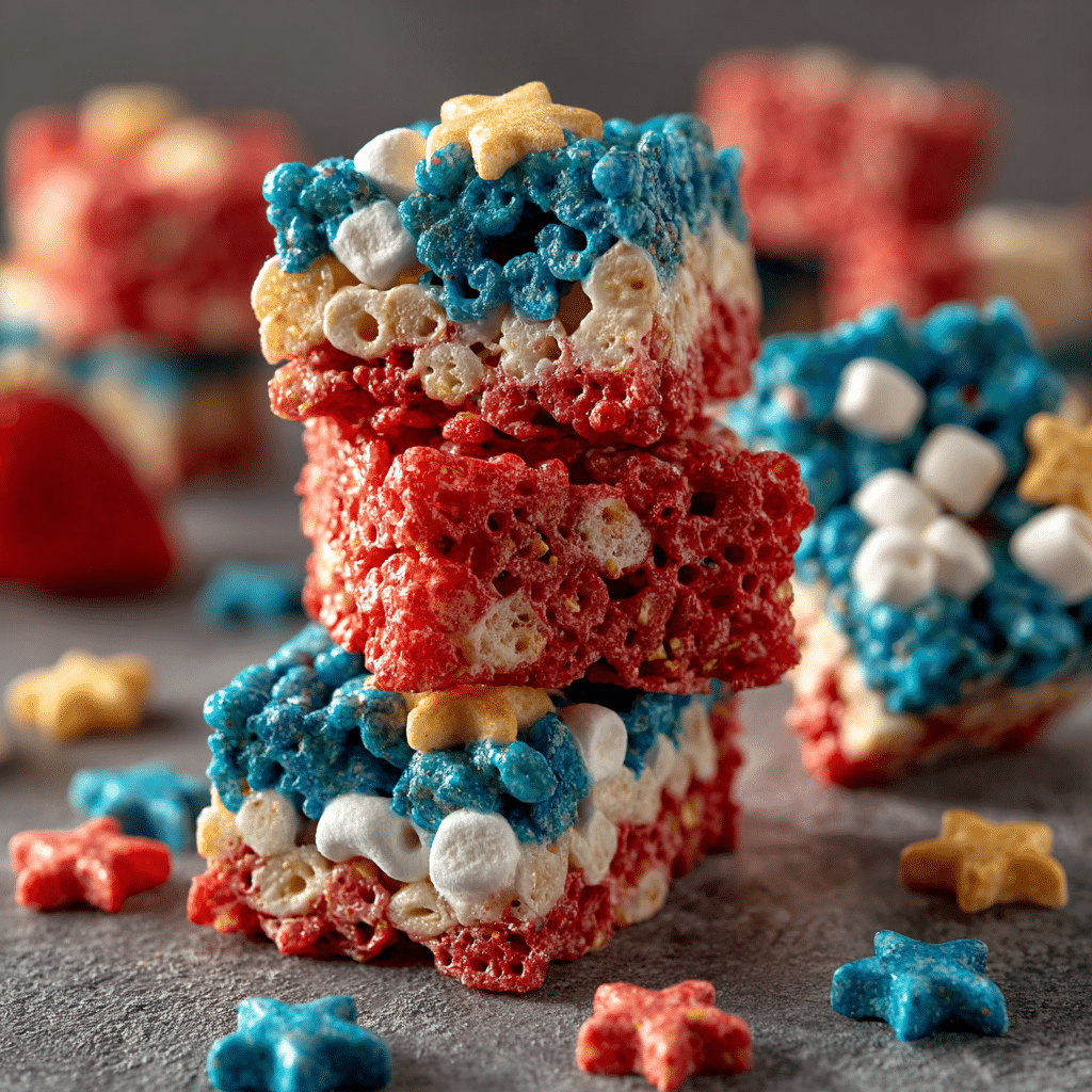 Red, White and Blue Rice Krispies Treats