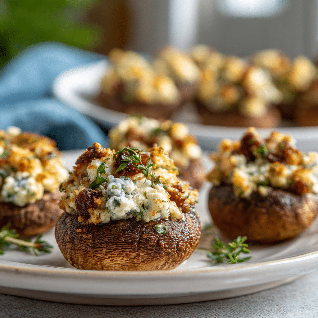 Garlic Butter and Feta Stuffed Mushrooms