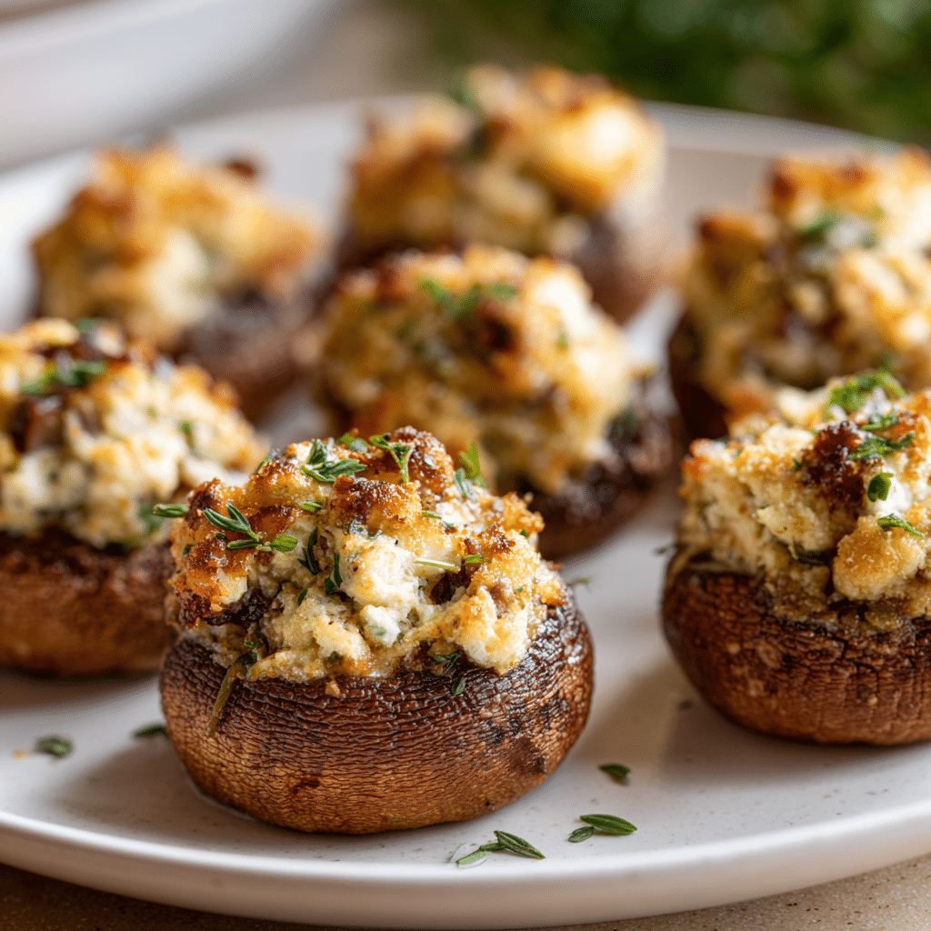 Garlic Butter and Feta Stuffed Mushrooms