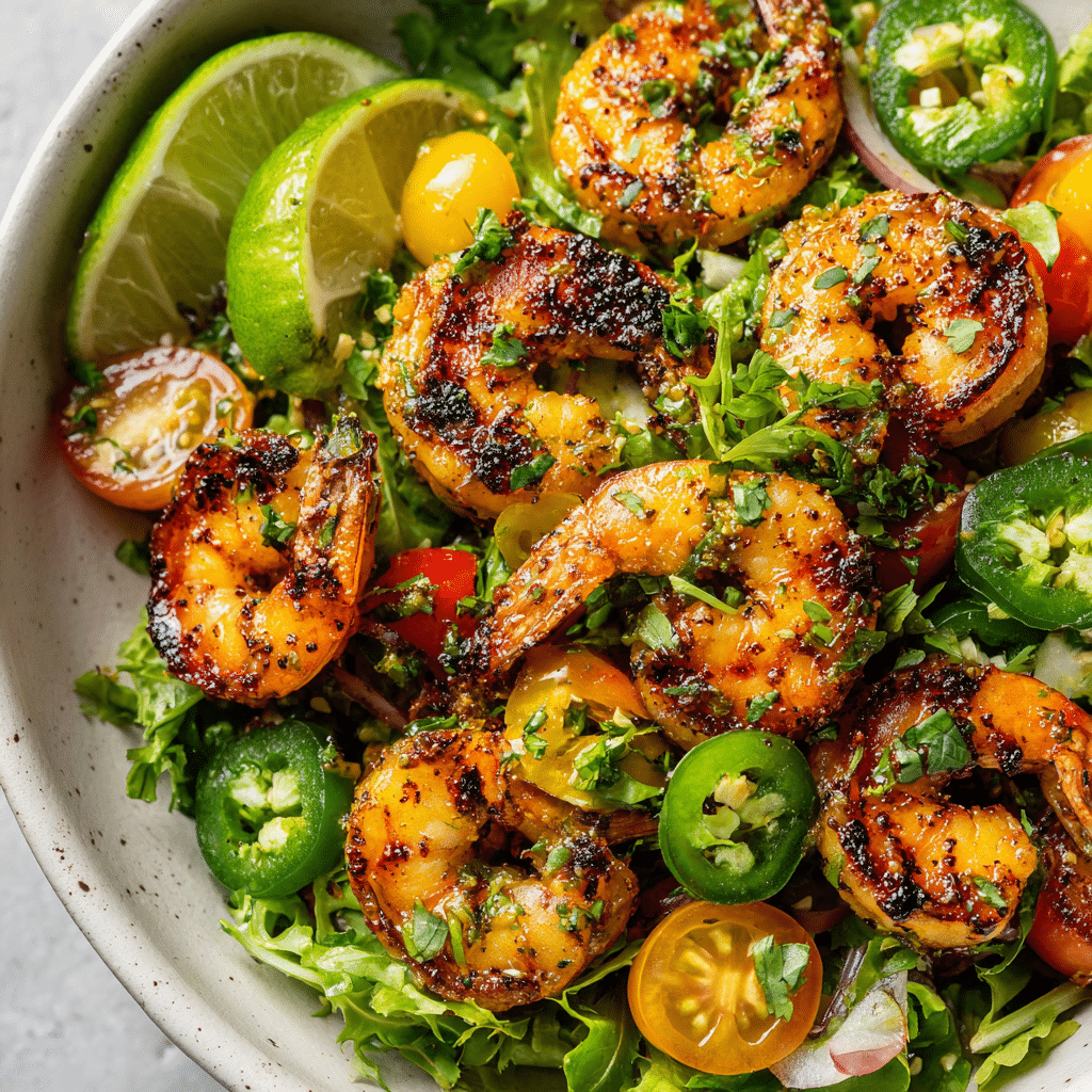 Spicy Grilled Shrimp Salad with Jalapeño Lime Vinaigrette
