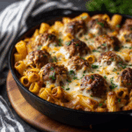Cheesy Meatball Pasta Bake