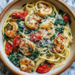 Tomato Spinach Shrimp Pasta