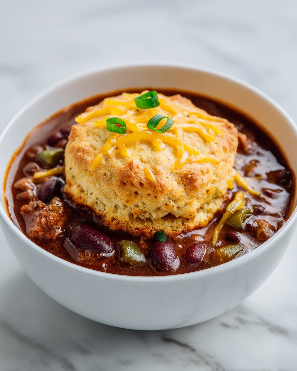 Chipotle Chicken Chili with Cheddar Bay Biscuit Topping Recipe - Recipe Image
