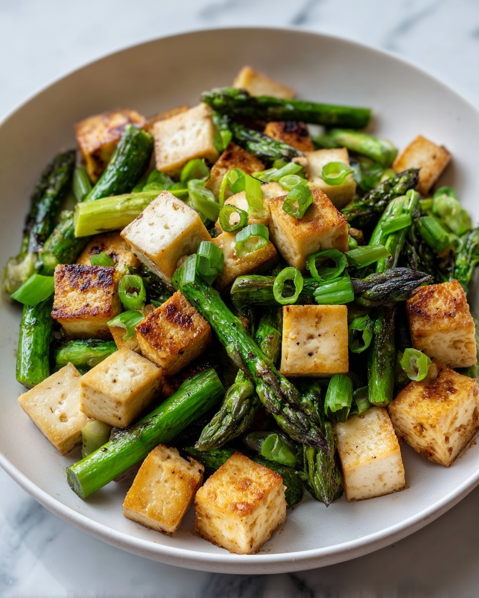 Miso-Chile Asparagus with Crispy Tofu Recipe - Recipe Image
