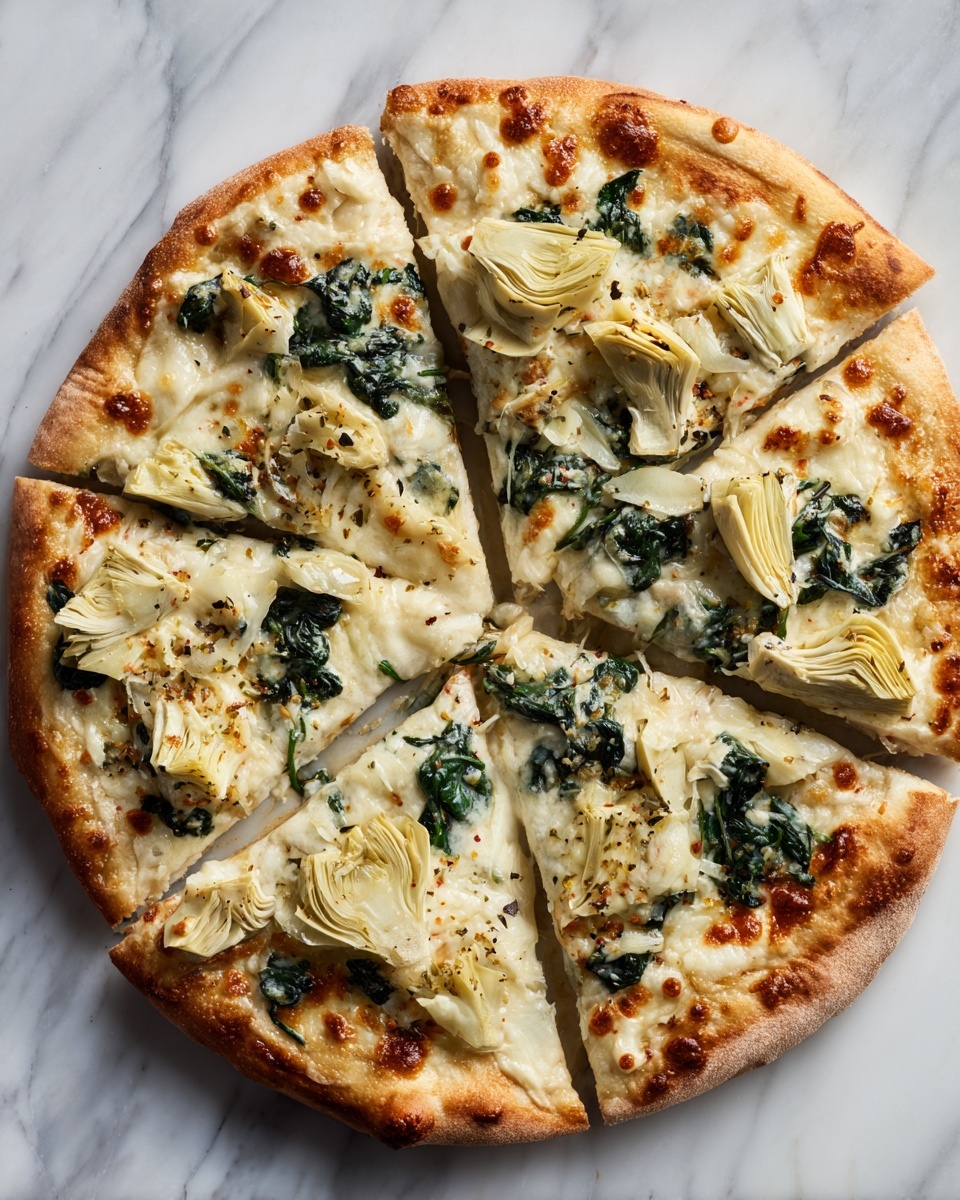 High Protein Spinach Artichoke Pizza Recipe - Recipe Image