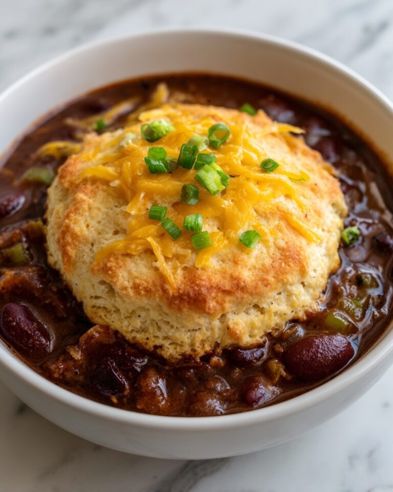 Chipotle Chicken Chili with Cheddar Bay Biscuit Topping Recipe