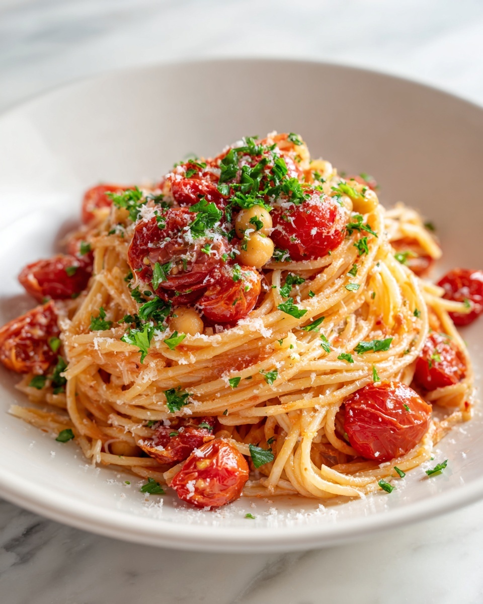 Slow Roasted Chickpea and Tomato Pasta Recipe - Recipe Image