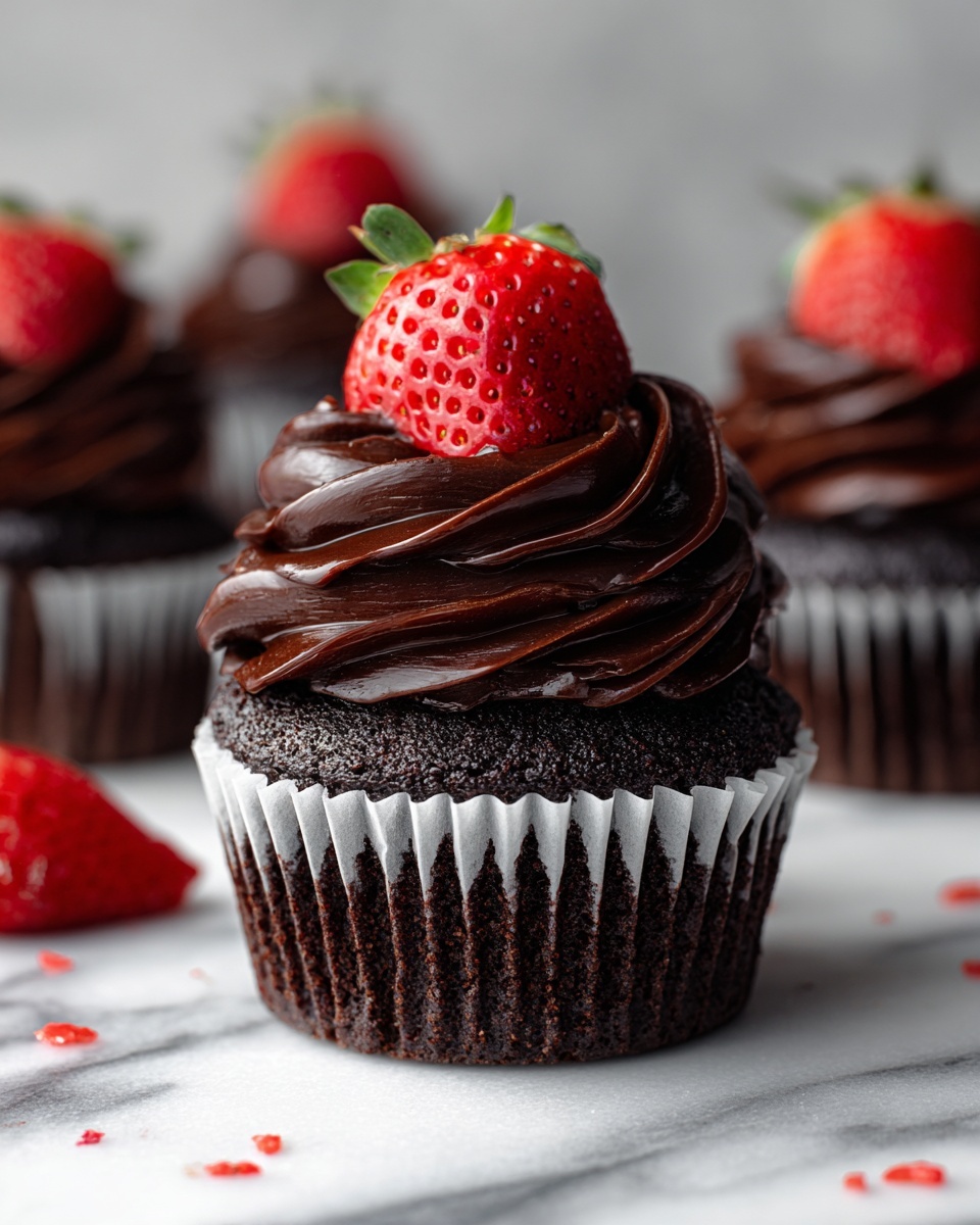 Chocolate-Covered Strawberry Cupcakes Recipe - Recipe Image