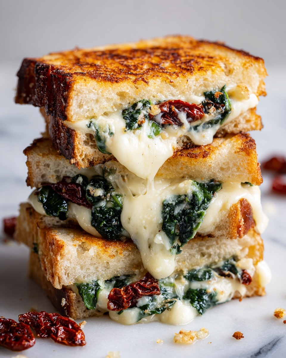 Sun-Dried Tomato, Spinach, and Ricotta Grilled Cheese Recipe - Recipe Image