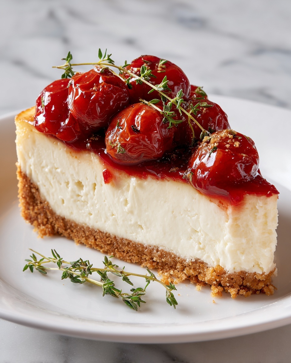 Cheesecake with Roasted Tomato Jam & Parmesan Crust Recipe - Recipe Image