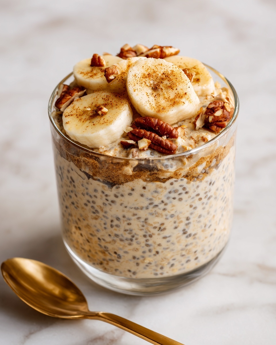 Healthy Banana Bread Overnight Oats Recipe - Recipe Image
