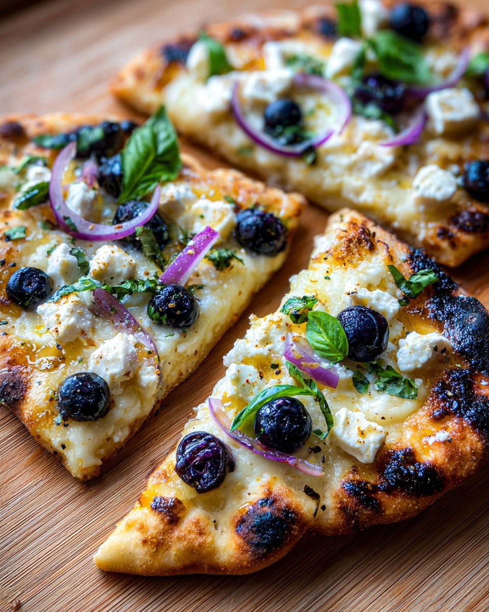 Blueberry Feta & Honey-Caramelized Onion Naan Pizza Recipe - Recipe Image